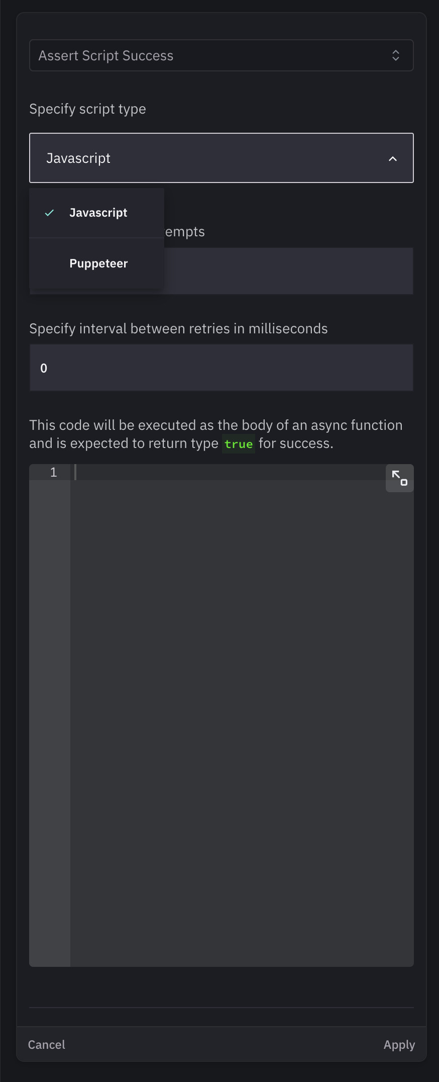 Click to view full size image Assert Script Success