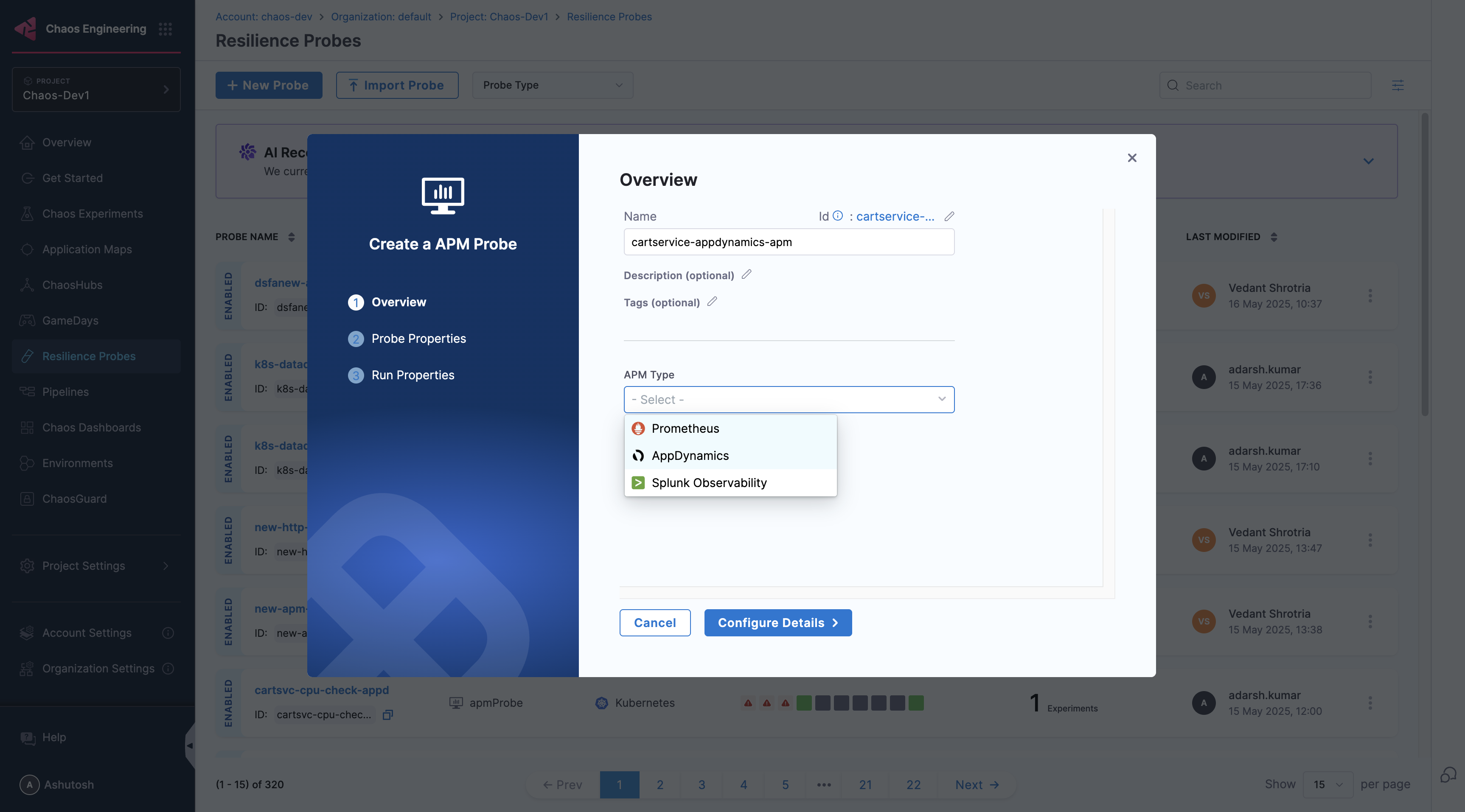 Select AppDynamics Probe
